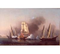 PMEFGJDPE Célèbre Imprimer l'affiche Murale Tableaux les fiançailles entre le Blast Sloop et deux espagnols Priverteers par le célèbre peintre Animaux Art Posters Pour la Décoration de Bureau 60x90cm