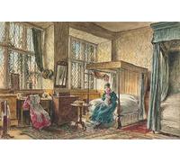 PMEFGJDPE Célèbre Imprimer l'affiche Murale Tableaux Mlle Moore couture dans sa chambre Hardwick Hall Derbyshire par William Henry Hunt Animaux Art Posters Pour la Décoration de Bureau 60x90cm