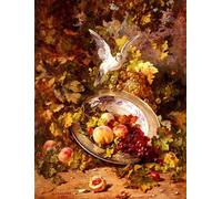 PMEFGJDPE Célèbre Imprimer l'affiche Murale Tableaux Pêches et raisins avec une colombe d'Antoine Bourland Animaux Art Posters Pour la Décoration de Bureau 60x90cm