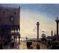 PMEFGJDPE Célèbre Imprimer l'affiche Murale Tableaux Piazza San Marco la nuit Friedrich Nerly le Jeune Animaux Art Posters Pour la Décoration de Bureau 60x90cm