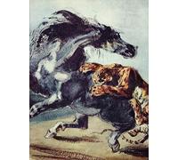 PMEFGJDPE Célèbre Imprimer l'affiche Murale Tableaux Tigre va chercher un cheval par Ferdinandeugene Delacroix Animaux Art Posters Pour la Décoration de Bureau 60x90cm