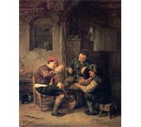PMEFGJDPE Célèbre Imprimer l'affiche Murale Tableaux Trois paysans à l'auberge d'Adriaen Van Ostade Animaux Art Posters Pour la Décoration de Bureau 60x90cm