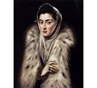 PMEFGJDPE Célèbre Imprimer l'affiche Murale Tableaux une dame dans une enveloppe de fourrure par El Greco Animaux Art Posters Pour la Décoration de Bureau 60x90cm