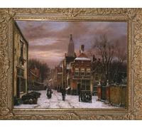 PMEFGJDPE Célèbre Imprimer l'affiche Murale Tableaux une scène hivernale une rue hollandaise avec de nombreuses figures par Willem Koekkoek Animaux Art Posters Pour la Décoration de Bureau 60x90cm