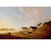 PMEFGJDPE De Célèbres Tableaux Art Mural Toile Affiche de Peinture Animaux au bord d'une rivière par Aelbert Cuyp Tableau d'art Abstrait Pour la Décoration du Salon 60x90cm