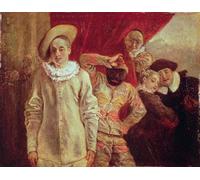 PMEFGJDPE De Célèbres Tableaux Art Mural Toile Affiche de Peinture Arlequin Pierrot et Scapin de Jean Antoine Watteau Tableau d'art Abstrait Pour la Décoration du Salon 60x90cm