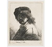 PMEFGJDPE De Célèbres Tableaux Art Mural Toile Affiche de Peinture Autoportrait avec chapeau et foulard de Rembrandt Van Rijn Tableau d'art Abstrait Pour la Décoration du Salon 60x90cm