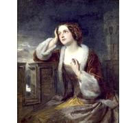 PMEFGJDPE De Célèbres Tableaux Art Mural Toile Affiche de Peinture Catherine Seyton regardant depuis les remparts du Loch Leven par Edwin Landseer Pour la Décoration du Salon 60x90cm