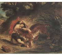PMEFGJDPE De Célèbres Tableaux Art Mural Toile Affiche de Peinture Femme indienne déchirée par Ferdinandeugene Delacroix Tableau d'art Abstrait Pour la Décoration du Salon 60x90cm
