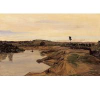 PMEFGJDPE De Célèbres Tableaux Art Mural Toile Affiche de Peinture La Promenade De Campagne De de Jean Baptiste Camille Corot Tableau d'art Abstrait Pour la Décoration du Salon 60x90cm