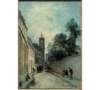 PMEFGJDPE De Célèbres Tableaux Art Mural Toile Affiche de Peinture la rue De L'abbé de l'épée et l'église Saint jacques Du de Johan Barthold Jongkind Pour la Décoration du Salon 60x90cm