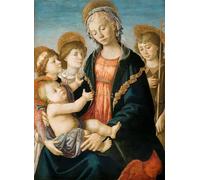 PMEFGJDPE De Célèbres Tableaux Art Mural Toile Affiche de Peinture la Vierge et l'Enfant avec deux anges et le jeune saint Jean-Baptiste par Sandro Botticelli Pour la Décoration du Salon 60x90cm