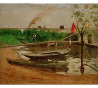 PMEFGJDPE De Célèbres Tableaux Art Mural Toile Affiche de Peinture Livraison de bateaux près de la porte Marly par Gustave Caillebotte Tableau d'art Abstrait Pour la Décoration du Salon 60x90cm