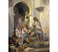PMEFGJDPE De Célèbres Tableaux Art Mural Toile Affiche de Peinture Orientalisme Femmes d'Alger d'Eugène Giraud Tableau d'art Abstrait Pour la Décoration du Salon 60x90cm