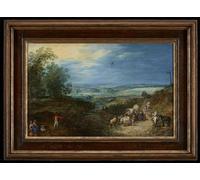PMEFGJDPE De Célèbres Tableaux Art Mural Toile Affiche de Peinture Paysage avec paysans de Jan l'Ancien Brueghel Tableau d'art Abstrait Pour la Décoration du Salon 60x90cm