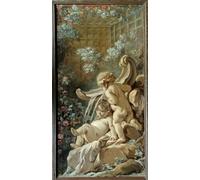 PMEFGJDPE De Célèbres Tableaux Art Mural Toile Affiche de Peinture Porte du Salon Demarteau : FontaineDeux Amours Dont L'un Est Couché. par François Boucher Pour la Décoration du Salon 60x90cm