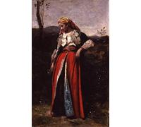PMEFGJDPE De Célèbres Tableaux Art Mural Toile Affiche de Peinture Portrait de Mlle Dobigny Huile sur bois par Jean Baptiste Camille Corot Tableau d'art Abstrait Pour la Décoration du Salon 60x90cm