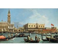 PMEFGJDPE De Célèbres Tableaux Art Mural Toile Affiche de Peinture Retour de Bucintoro à Molo le jour de l'Ascension par Canaletto Tableau d'art Abstrait Pour la Décoration du Salon 60x90cm
