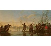 PMEFGJDPE De Célèbres Tableaux Art Mural Toile Affiche de Peinture Scène de patinage avec la Meuse à Dordrecht par Aelbert Cuyp Tableau d'art Abstrait Pour la Décoration du Salon 60x90cm