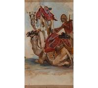 PMEFGJDPE De Célèbres Tableaux Art Mural Toile Affiche de Peinture Soldat britannique Camel Corps Egypte Guerre du Soudan St par Lady Butler Tableau d'art Abstrait Pour la Décoration du Salon 60x90cm