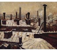 PMEFGJDPE De Célèbres Tableaux Art Mural Toile Affiche de Peinture Toits sous la neige Paris par Gustave Caillebotte Tableau d'art Abstrait Pour la Décoration du Salon 60x90cm