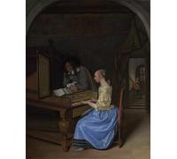 PMEFGJDPE De Célèbres Tableaux Art Mural Toile Affiche de Peinture une jeune femme jouant du clavecin par Jan Havickszoon Steen Tableau d'art Abstrait Pour la Décoration du Salon 60x90cm