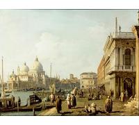 PMEFGJDPE De Célèbres Tableaux Art Mural Toile Affiche de Peinture Venise une vue de Santa Maria Della Salute et du Grand Canal depuis la Piazzetta par Canaletto Pour la Décoration du Salon 60x90cm
