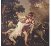 PMEFGJDPE De Célèbres Tableaux Art Mural Toile Affiche de Peinture Vénus et Adonis de Tiziano Vecelli Tableau d'art Abstrait Pour la Décoration du Salon 60x90cm