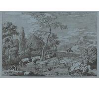 PMEFGJDPE De Célèbres Tableaux Mural sur Toile Posters Décoration Animaux et personnages au ruisseau d'une ferme de Marco Ricci Portrait Tableaux Pour la Décoration de la Chambre à Coucher 60x90cm