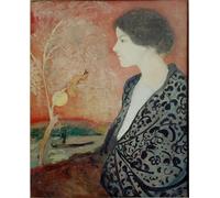 PMEFGJDPE De Célèbres Tableaux Mural sur Toile Posters Décoration Étude de portrait Elisabeth Gerhardt par August Macke Portrait Tableaux Pour la Décoration de la Chambre à Coucher 60x90cm