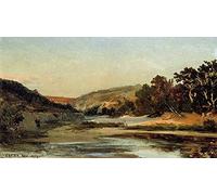 PMEFGJDPE De Célèbres Tableaux Mural sur Toile Posters Décoration l'Aqueduc de la Vallée par Jean baptiste camille Corot Portrait Tableaux Pour la Décoration de la Chambre à Coucher 60x90cm