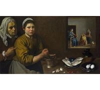 PMEFGJDPE De Célèbres Tableaux Mural sur Toile Posters Décoration Le Christ dans la de Marthe et Marie de Diego Rodriguez De Y Velazquez Pour la Décoration de la Chambre à Coucher 60x90cm