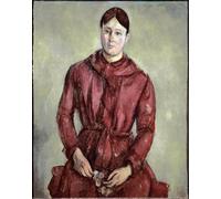PMEFGJDPE De Célèbres Tableaux Mural sur Toile Posters Décoration Portrait de Madame Cézanne en robe rouge par Paul Cézanne Portrait Tableaux Pour la Décoration de la Chambre à Coucher 60x90cm