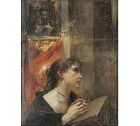 PMEFGJDPE De Célèbres Tableaux Mural sur Toile Posters Décoration Prier dans l'église par Eduard Veith Portrait Tableaux Pour la Décoration de la Chambre à Coucher 60x90cm