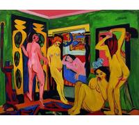 PMEFGJDPE De Célèbres Tableaux Tableaux Posters Impression Toile Baigneurs dans un Roomafter par Ernst Ludwig Kirchner Art Mural Cassique Pour les Décorations pour la Maison 60x90cm