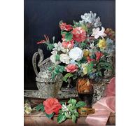 PMEFGJDPE De Célèbres Tableaux Tableaux Posters Impression Toile Bouquet avec vases en argent et vase antique par Ferdinand Georg Waldmuller Pour les Décorations pour la Maison 60x90cm