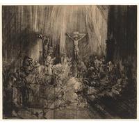 PMEFGJDPE De Célèbres Tableaux Tableaux Posters Impression Toile Christ crucifié entre les deux voleurs : les trois croix c.. de Rembrandt Van Rijn Pour les Décorations pour la Maison 60x90cm