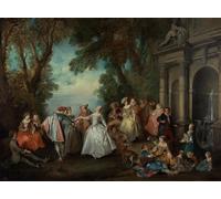 PMEFGJDPE De Célèbres Tableaux Tableaux Posters Impression Toile Danse devant une fontaine de Nicolas Lancret Art Mural Cassique Pour les Décorations pour la Maison 60x90cm