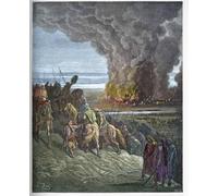 PMEFGJDPE De Célèbres Tableaux Tableaux Posters Impression Toile Joshua Burns the Town of Ai the Conquete of the City of Ai By Gustave Dore Pour les Décorations pour la Maison 60x90cm