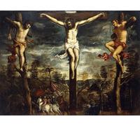 PMEFGJDPE De Célèbres Tableaux Tableaux Posters Impression Toile la Crucifixion de Jacopo Robusti Tintoret Art Mural Cassique Pour les Décorations pour la Maison 60x90cm