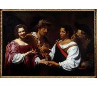PMEFGJDPE De Célèbres Tableaux Tableaux Posters Impression Toile la diseuse de bonne aventure peinture de Simon Vouet Art Mural Cassique Pour les Décorations pour la Maison 60x90cm