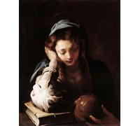 PMEFGJDPE De Célèbres Tableaux Tableaux Posters Impression Toile la repentante Sainte Marie-Madeleine Domenico Feti Art Mural Cassique Pour les Décorations pour la Maison 60x90cm