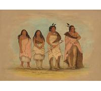 PMEFGJDPE De Célèbres Tableaux Tableaux Posters Impression Toile Pawneepict Chief Two Daughters and a Warriories par George Catlin Art Mural Cassique Pour les Décorations pour la Maison 60x90cm