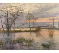 PMEFGJDPE De Célèbres Tableaux Tableaux Posters Impression Toile Soirée sur la rivière Wumme par Otto Modersohn Art Mural Cassique Pour les Décorations pour la Maison 60x90cm