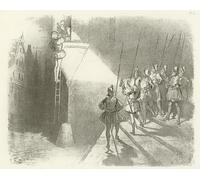 PMEFGJDPE De Célèbres Tableaux Tableaux Posters Impression Toile Surpris par les Veilleurs Règne d'Henri IV par Gustave Dore Art Mural Cassique Pour les Décorations pour la Maison 60x90cm