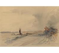 PMEFGJDPE De Célèbres Tableaux Tableaux Posters Impression Toile Terre dévastée Recto Figures dans un paysage Verso par Jean Louis Forain Art Mural Cassique Pour les Décorations pour la Maison 60x90cm