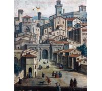 PMEFGJDPE Imprimer l'affiche Murale Tableaux Zone autour de la Porta San Pietro Détail de la vue de Pérouse telle qu'elle était au Moyen Âge par Gaspar Van Wittel Pour la Décoration de Bureau 60x90cm