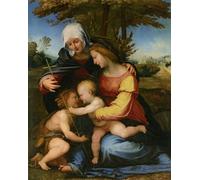 PMEFGJDPE Mural sur Toile Posters Décoration la dame et l'enfant dans un paysage avec sainte elisabeth et l'enfant saint jean baptiste Pour la Décoration de la Chambre à Coucher 60x90cm
