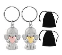 PMELCXD Angelo Custode & Ange Gardien - Bijoux Porte Bonheur pour Femme, Deux Magnifiques Porte-clés 'Cœur d'Ange', Emballés avec Élégance