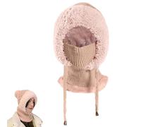 PMELCXD Cagoule Hiver Femme, en Tissu Doux et Chaud, protège Le Visage, Les Oreilles et Le Cou, Ajustable avec Cordon, idéal pour Le Ski, Le vélo et Les activités extérieures, Couleur Rose